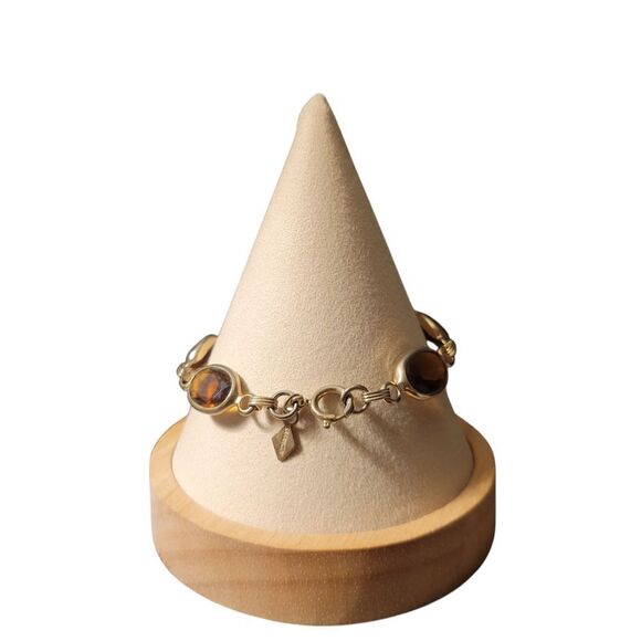 Sarah Coventry Gold and Brown Bracelet with Oval Stones - Picture 3 of 3